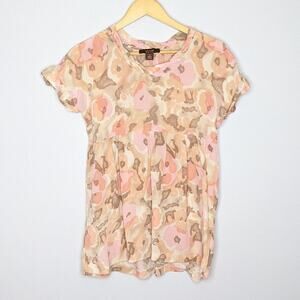 Victor Alfaro Pink Watercolor Print Silk Blouse S